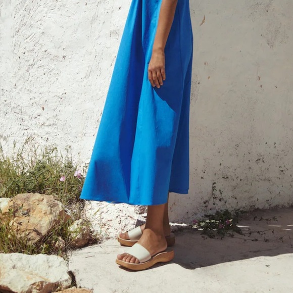 MNG Cream Asymmetric Leather Wood-Style Square Toe Slide Sandal Sz EUR 38 US 7.5 - Picture 14 of 16